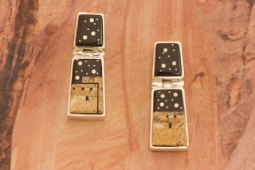 Calvin Begay Starry Night in the Pueblo Sterling Silver Navajo Earrings